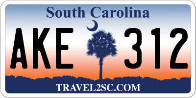 SC license plate AKE312