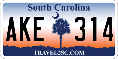 SC license plate AKE314