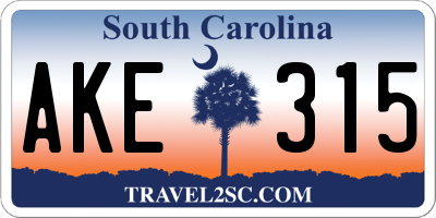 SC license plate AKE315