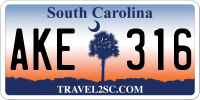 SC license plate AKE316