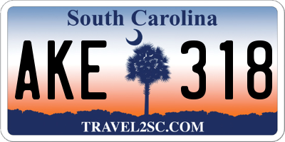 SC license plate AKE318