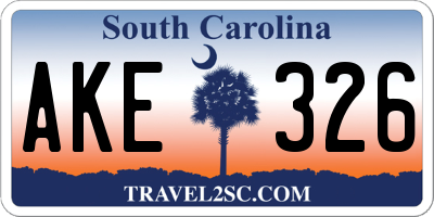 SC license plate AKE326