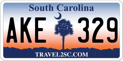 SC license plate AKE329