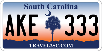 SC license plate AKE333