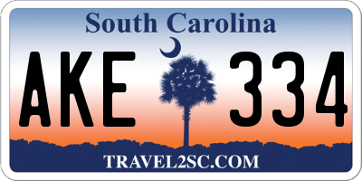 SC license plate AKE334