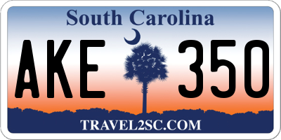 SC license plate AKE350