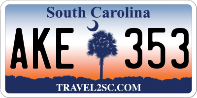 SC license plate AKE353