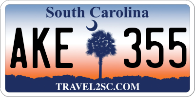 SC license plate AKE355
