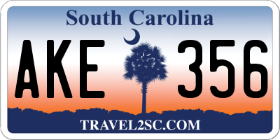 SC license plate AKE356