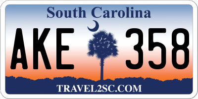 SC license plate AKE358