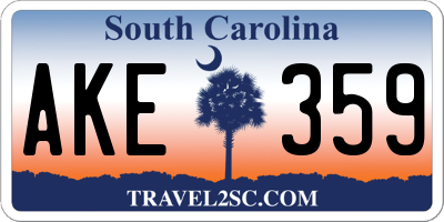 SC license plate AKE359