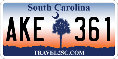 SC license plate AKE361