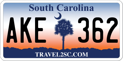 SC license plate AKE362