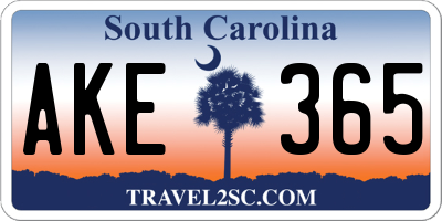 SC license plate AKE365
