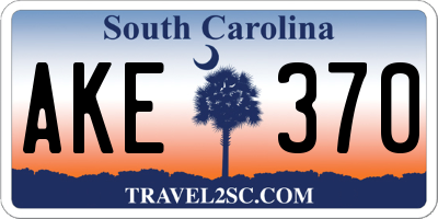 SC license plate AKE370