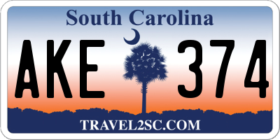 SC license plate AKE374