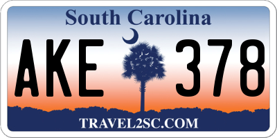 SC license plate AKE378