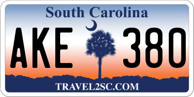 SC license plate AKE380