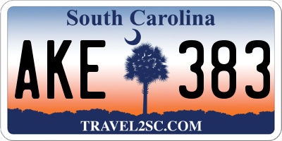 SC license plate AKE383