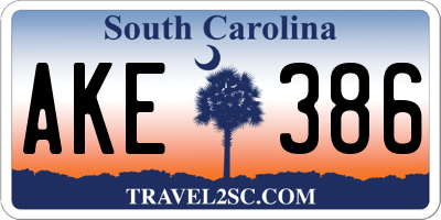 SC license plate AKE386