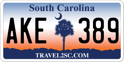 SC license plate AKE389