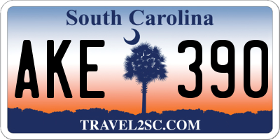 SC license plate AKE390
