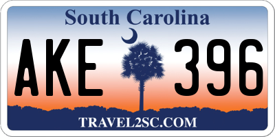 SC license plate AKE396