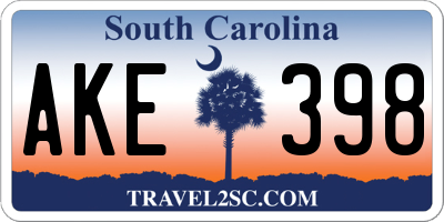SC license plate AKE398