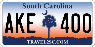 SC license plate AKE400