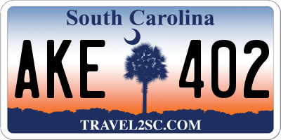SC license plate AKE402