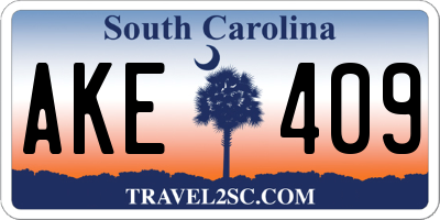 SC license plate AKE409