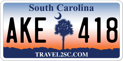 SC license plate AKE418