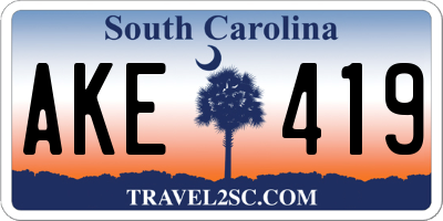 SC license plate AKE419