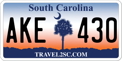SC license plate AKE430