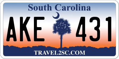 SC license plate AKE431