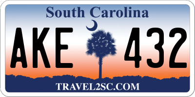 SC license plate AKE432
