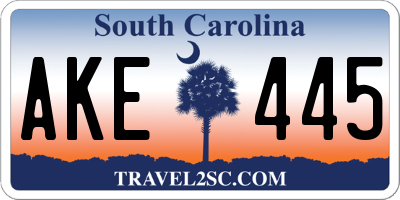 SC license plate AKE445