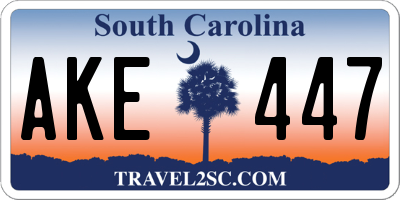 SC license plate AKE447