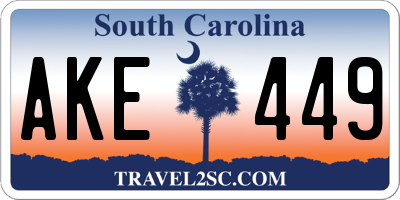 SC license plate AKE449