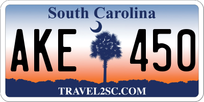 SC license plate AKE450