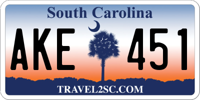 SC license plate AKE451