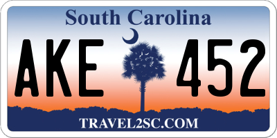 SC license plate AKE452