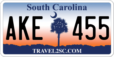 SC license plate AKE455
