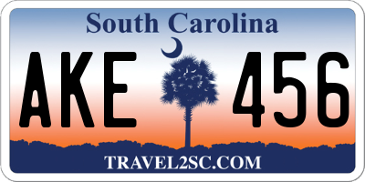SC license plate AKE456