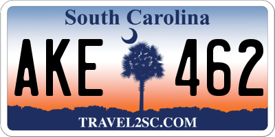 SC license plate AKE462