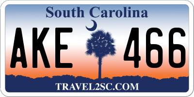 SC license plate AKE466