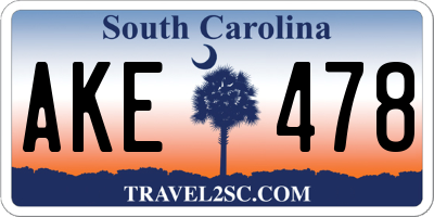 SC license plate AKE478
