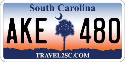 SC license plate AKE480