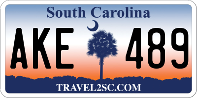 SC license plate AKE489