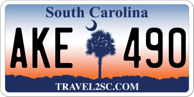 SC license plate AKE490